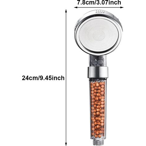 Pommeau de douche anticalcaire filtrant en ABS haute pression, économe en eau, transparent, avec billes filtrantes pour salle de bain (1/5)
