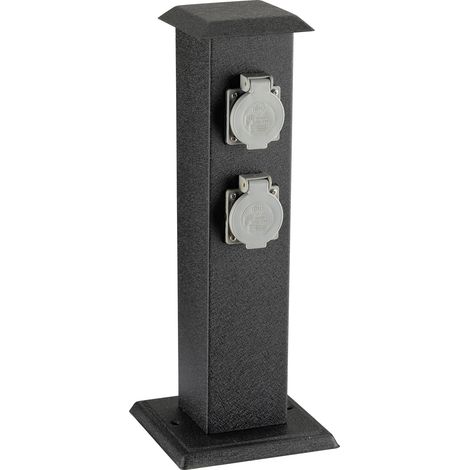 4-fach Außensteckdose Steckdosensäule Energiesäule Metall Outdoor Garten Außen IP44