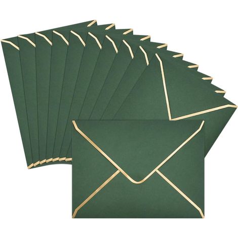 50 buste per inviti, buste per partecipazioni di nozze, buste retrò per biglietti regalo, formato 5x7, verde, 18,5 x 13,5 cm, con chiusura a V, per inviti di nozze (1/5)
