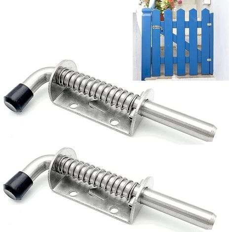2 Pièces Loquet à Ressort, Verrou Porte de Garage, Loquet Ressort Inox, Loquet Ressort Robuste, Verrou de Porte à Boulon, pour Porte de Garage, Portes de Jardin, Placard, 10 X 128mm (1/5)