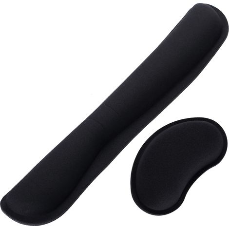 Ensemble repose-poignets pour clavier et souris, repose-paumes en mousse à mémoire de forme, soutien confortable des mains, soulagement des tendinites pour ordinateurs, portables et notebooks (noir) (1/5)