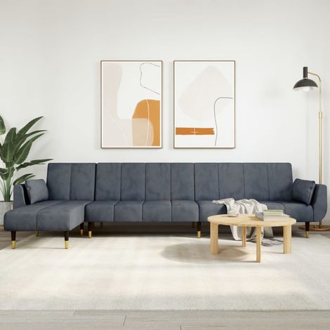 Schlafsofa in L-Form Dunkelgrau 275x140x70 cm Samt
