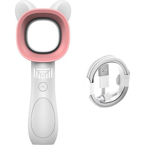 Ventilateur portable sans pales, mini ventilateur de bureau USB rechargeable et silencieux à 3 vitesses (blanc mignon) (1/5)