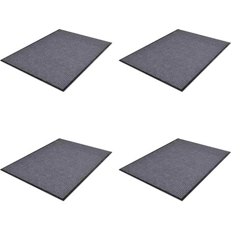 Lot de 4 Paillassons Tapis de salon Style Moderne - Tapis de sol PVC Gris 90x60 cm BV730628 - BonneVie (1/5)