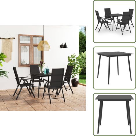 Ensemble à manger de jardin 5 pcs noir - Ensemble Salon De Jardin - Meuble De Jardin - Table Et Chaises - Table Basse - Set Repas Extérieur (1/5)