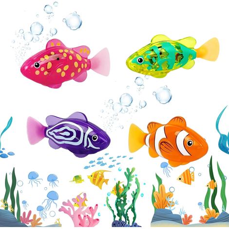 25Pcs Ensemble Poisson Robot, Jouet de Jouet Chat Interactif électrique Lumineux, Fonctionne sur Piles, Jouet de Piscine Réutilisable, Convient aux Enfants et aux Animaux de Compagnie (1/5)