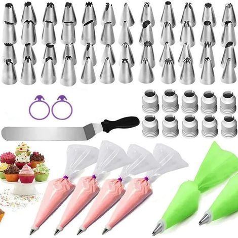 Douille Patisserie - 113 Pièces - Acier Inoxydable EVA PP - Pour Décoration de Gâteaux - Kit DIY Complet (1/5)