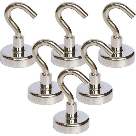 Ganchos magnéticos de 6 piezas, imanes resistentes con gancho para refrigerador, gancho más fuerte para colgar en cruceros, colgador magnético para camarotes, parrilla -Crezuo