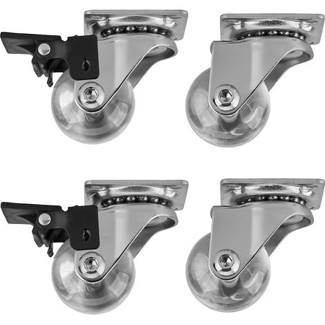 SOTECH 4er Set Möbelrollen SWIFT Ø 35 mm ( 2 x mit Feststeller und 2 x ohne Feststeller ) transparent