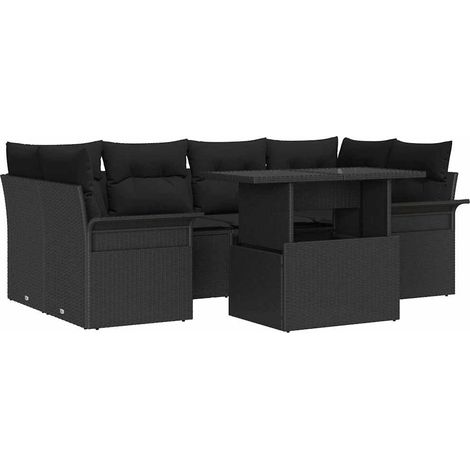 Maison Exclusive - Set Divano da Giardino 7 pcs Nero Rattan in Polipropilene