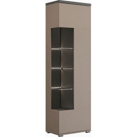Estantería Virvele 102, Congo + Antracita, Cerrable, Con puertas, Aglomerado laminado, Número de puertas: 1, Número de cajones: 0, 180x55x36cm, LED (1/5)