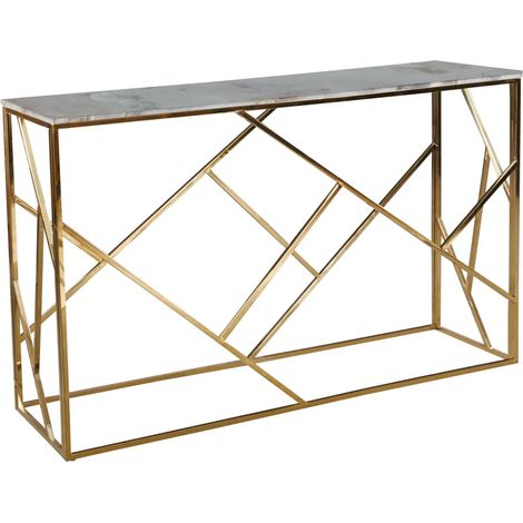 Console GEOMAG Gold verre Marbre Blanc 120x40x78 cm