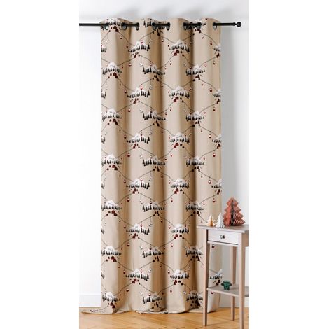 Rideau d'ameublement esprit montagne "Chamonix" - 140x260cm - Beige (1/2)