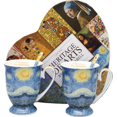 Porzellantassen, 2 Stück, Vincent van Gogh Sternennacht, luxuriöses Geschenk (1/5)