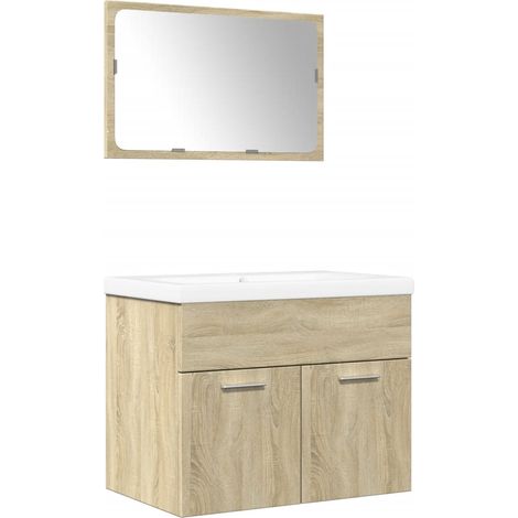 Maison Exclusive - Set Mobili da Bagno 3 pz Rovere Sonoma in Legno Multistrato
