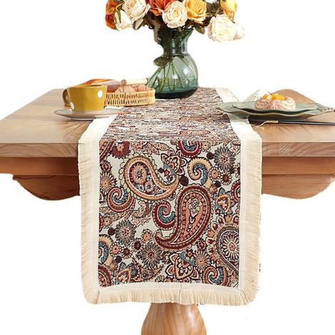 Chemin de table style chinois, drapeau de table style chinois, drapeau de table basse style chinois, nappe à rayures longues, nappe à thé, serviette, drapeau de lit d'hôtel, serviette de lit (1/5)