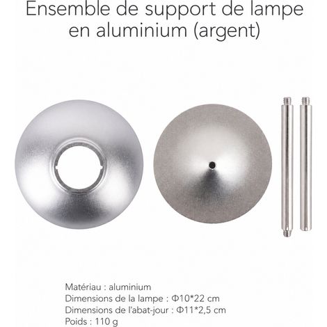 Kit support de lampe de camping tout aluminium argent avec abat-jour rétro et base à bride 5V 3W réf 4078 300 g – Livraison gratuite