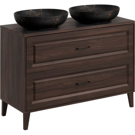 Doppelwaschtisch 120cm Moka mit 2 Schubladen, Holzoptik (1/5)