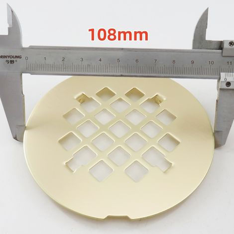 Grille de siphon de sol ronde de 108 mm, filtre à trous carrés, en acier inoxydable, anti-cheveux, pour salle de bain. (1/3)