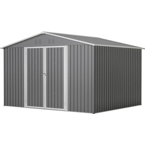 Grande capacité et rangement sécurisé, abri de jardin en acier galvanisé, toit à double pente pour outils (1/5)