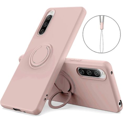 Xperia 10 V Hülle mit drehbarem Ring und Trageschlaufe – Stoßfeste Schutzhülle aus Flüssigsilikon (1/5)