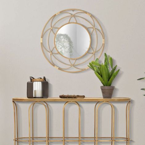 Miroir mural rond 60 cm rotin Dua Bois (1/5)