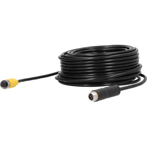 Câble d'extension vidéo pour véhicule à 4 broches de 65,6 pieds avec blindage étanche, adapté aux caméras de recul de vidéosurveillance, camions, remorques, autobus et autres équipements. (1/5)