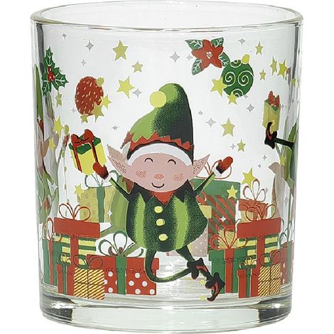 Set di 6 Bicchieri 25 cl tavola di natale decorazioni natalizie Elfo Joyfull gioia e felicita'