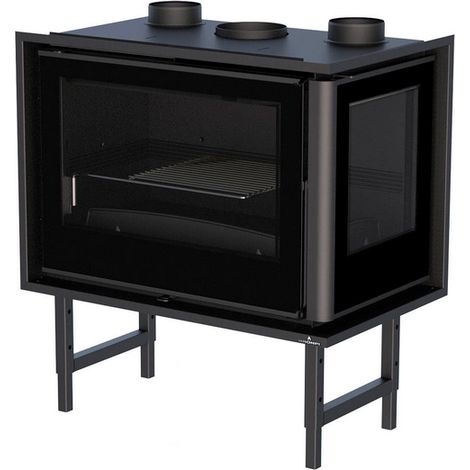 Insert à bois 2 vitres ventilé canalisable - BRONPI Paris 70 ED 11 kW Sans kit air - Porte fonte - avec vitre sérigraphiée