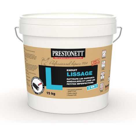 Prestonett – Enduit de lissage 2 en 1 en pâte 15 kg – Finition soignée pour supports jusqu'à 5 mm – Application au rouleau facile pour intérieur