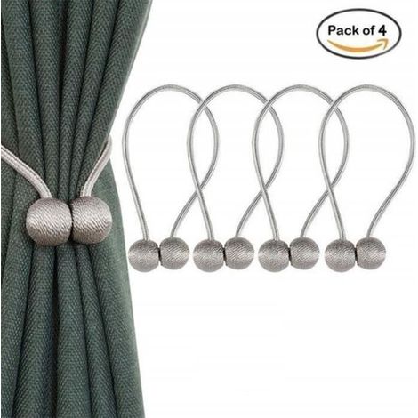 Embrasses à x Embrasse Aimantée Tressage Décoratifs Magnétiques x Boucle (Gris / 4Pcs)