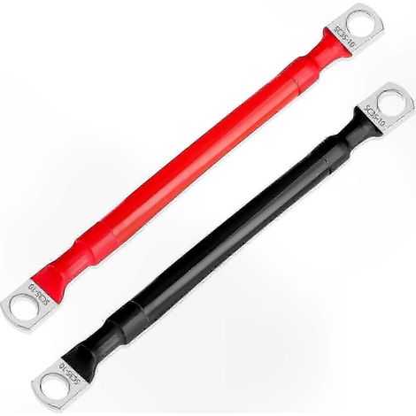 Kit de câble de batterie AWG 2, fil de cuivre pur de 5,9 pouces avec cosses à anneau M10, adapté à une utilisation automobile, marine et camping-car.
