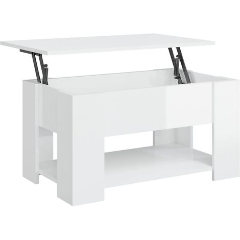 Table basse Blanc brillant 79x49x41 cm Bois d'ingénierie (1/5)