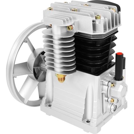 HAUTOUR Tête de compresseur d'air avec 2 cylindres, tête de pompe de compresseur d'air avec poulie pour des secteurs tels que l'électronique, l'ingénierie mécanique, construction, 32 x 27 x 31 cm (1/5)
