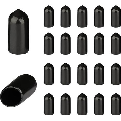 Protections de Filetage de vis - Lot de 200 Caoutchouc PVC Capuchons Ronds, Couvercle en Caoutchouc, Cache Vis Noir, pour Tubes Ronds (Profondeur Approx : 20.3 mm, Diamètre Intérieur : 10 mm),XJDG-10 (1/5)