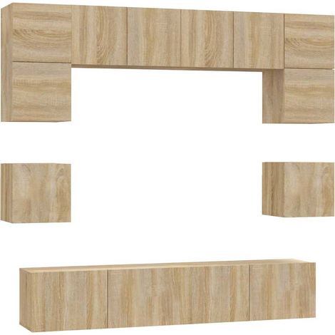Maison Exclusive - Set Mobili Porta TV 8pz Rovere Sonoma in Legno Multistrato (1/5)