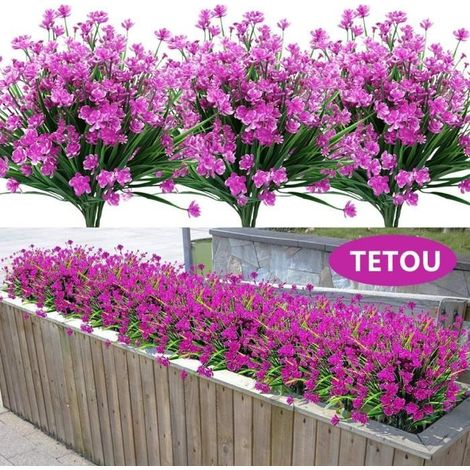 Fleurs artificielles résistantes aux UV sans décoloration pour decoration chambre, \'intérieur et à l\'extérieur-5 bouquets