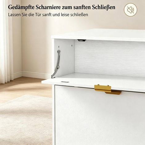Zapatero 99,4x23,8x106,6 cm de MDF blanco, con zapateros abatibles, para entradas – MEUBLIV (1/5)