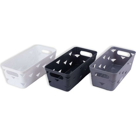 TRADE SHOP - Set 2 Pz Cestino Porta Tutto Oggetti Organizer Rettangolare 25.3x12.3x9 Cm 10714 -