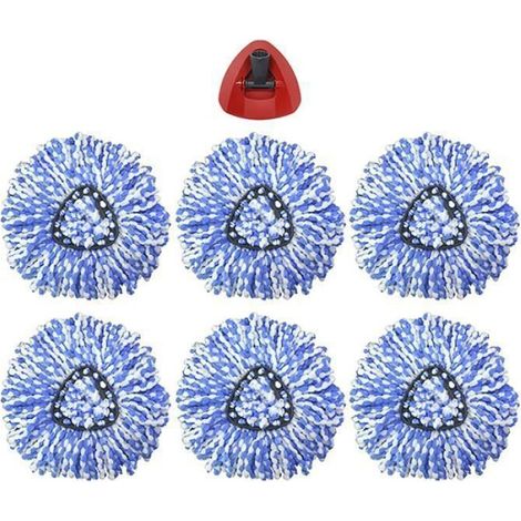 Lot de 7 Vadrouilles Microfibre - pour Balais à Vapeur et Systèmes de Pressage - Compatible avec O-Cedar O-Vileda Easy Wring RinseClean - 6 Pièces + 1 Support (1/5)