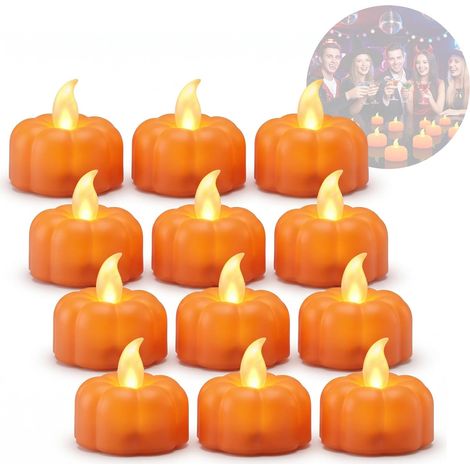 Lot 12 bougies - Citrouille LED, piles - Halloween (1/5)
