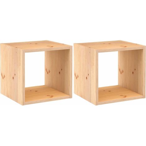 Astigarraga – Cube de rangement en pin massif brut – Lot de 2 – Dimensions 36,2 x 33 x 36,2 cm – Charge maximale 50 kg par tablette