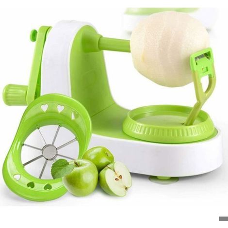 Éplucheur Pommes - Éplucheur Fruits Légumes - Coupe Pommes en 8 Tranches - Ventouse Stable - Acier Inoxydable et ABS - 1 Pièce (1/5)