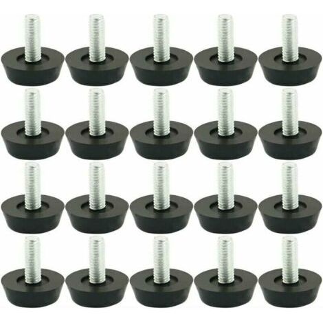 20 unidades de patas niveladoras ajustables para muebles, patas ajustables, almohadillas para muebles, patas de mesa, bases de sillas, protectores de suelo, deslizadores de tornillo, 18 mm x M6 x 20 m