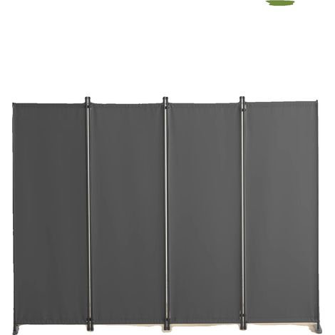 Paravent, Cloison en Tissu, Design Flexible, Quatre panneaux gris (1/2)
