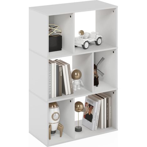 Étagère, Bibliothèque À 6 Cubes, Étagère De Rangement Cubique avec Compartiments Irréguliers, 11,7 X 23,6 X 36,8 Cm, pour Salon, Chambre, Bureau, Blanc (1/5)