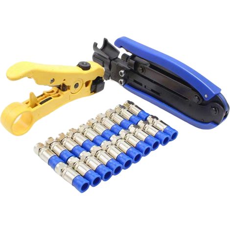 1 Set Pince à sertir, Dénudeur de câble, Acier outil, Connecteur F, RG59 RG6 (1/5)