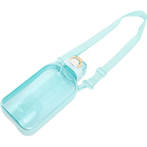 Tragbare Sport-Trinkflasche mit großem Fassungsvermögen (750 ml / 25 oz) mit Zeitanzeige und grünem Schultergurt. (1/5)