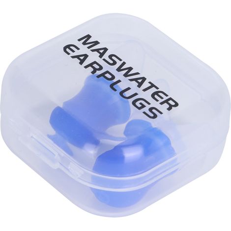 Lot de 2 bouchons d'oreille étanches en silicone pour la réduction du bruit, la natation et l'avion (bleu, taille L + boîte) (1/5)