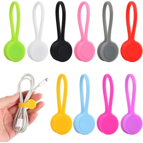 10 Pièces Cable Management Silicone, Attaches De CâBle MagnéTiques, RéUtilisables Serre CâBle MagnéTique Pour Convient à La Maison Et Au Bureau Pour éViter Les EnchevêTrements De Cordons (1/5)